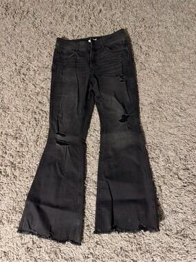 Maurices Black Distressed Flare Jeans